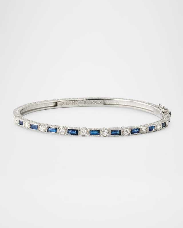 18K White Gold Sapphire and Diamond Bangle